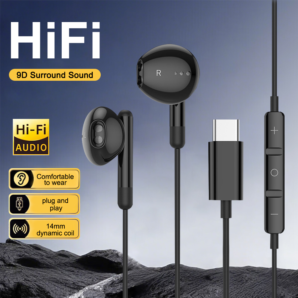 USB C Wired Headphones HiFi St - Type C Wired Earphones With Mic recension och pris
